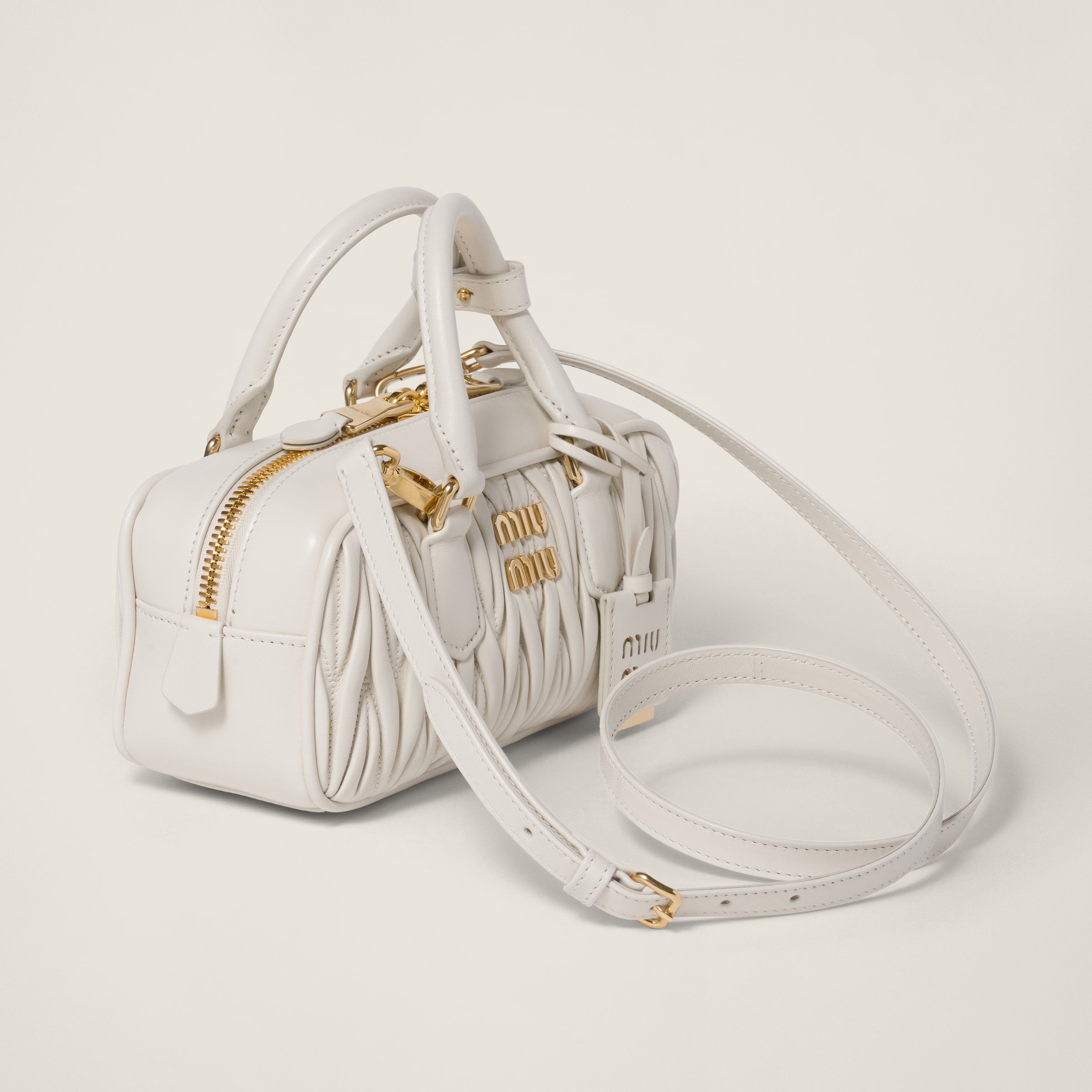 ARCADIE MATELASSÉ NAPPA LEATHER BAG, S, WHITE