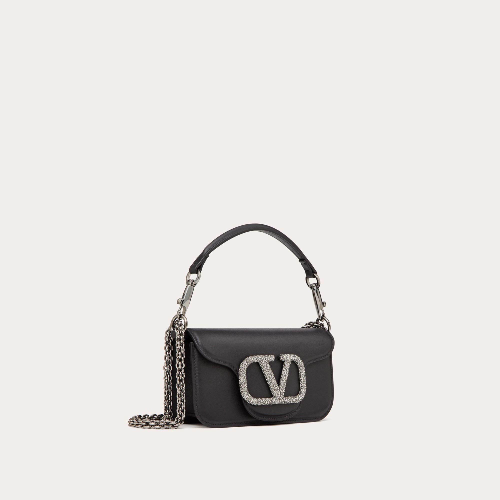 GARAVANI LOCÒ SMALL SHOULDER BAG WITH JEWEL LOGO, BLACK