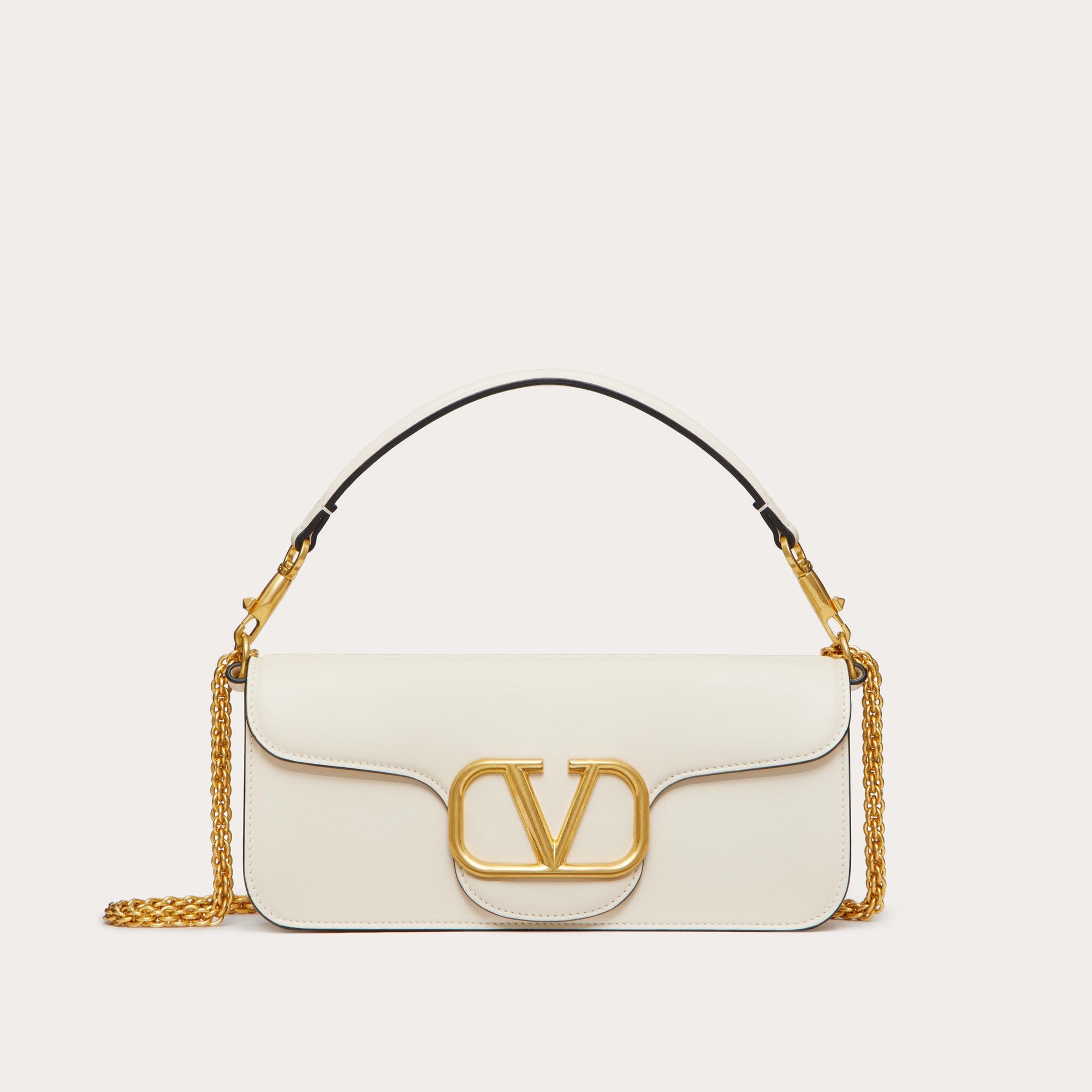 GARAVANI LOCÒ CALFSKIN SHOULDER BAG, LIGHT IVORY