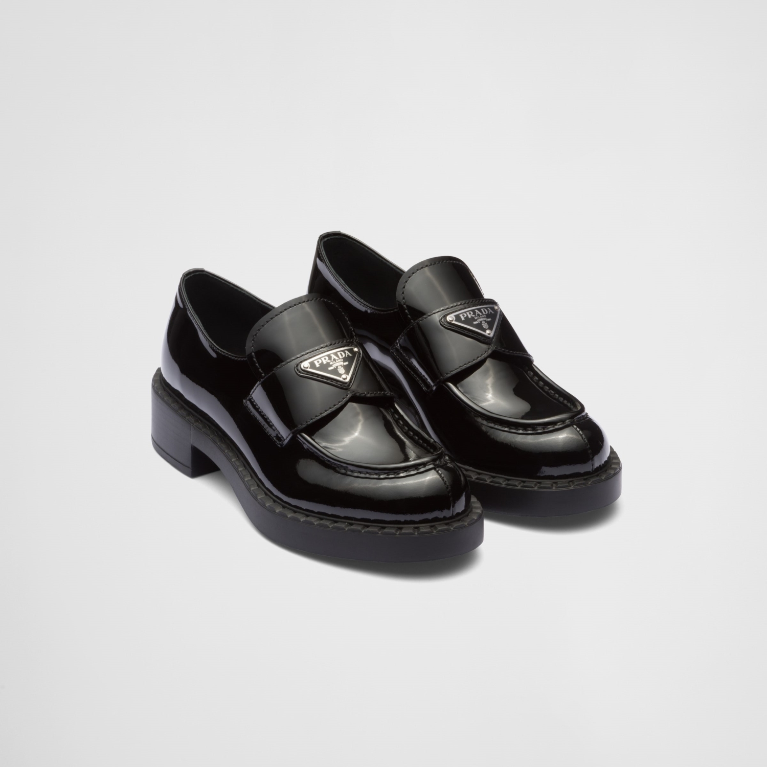 CHOCOLATE PATENT LEATHER LOAFERS, BLACK