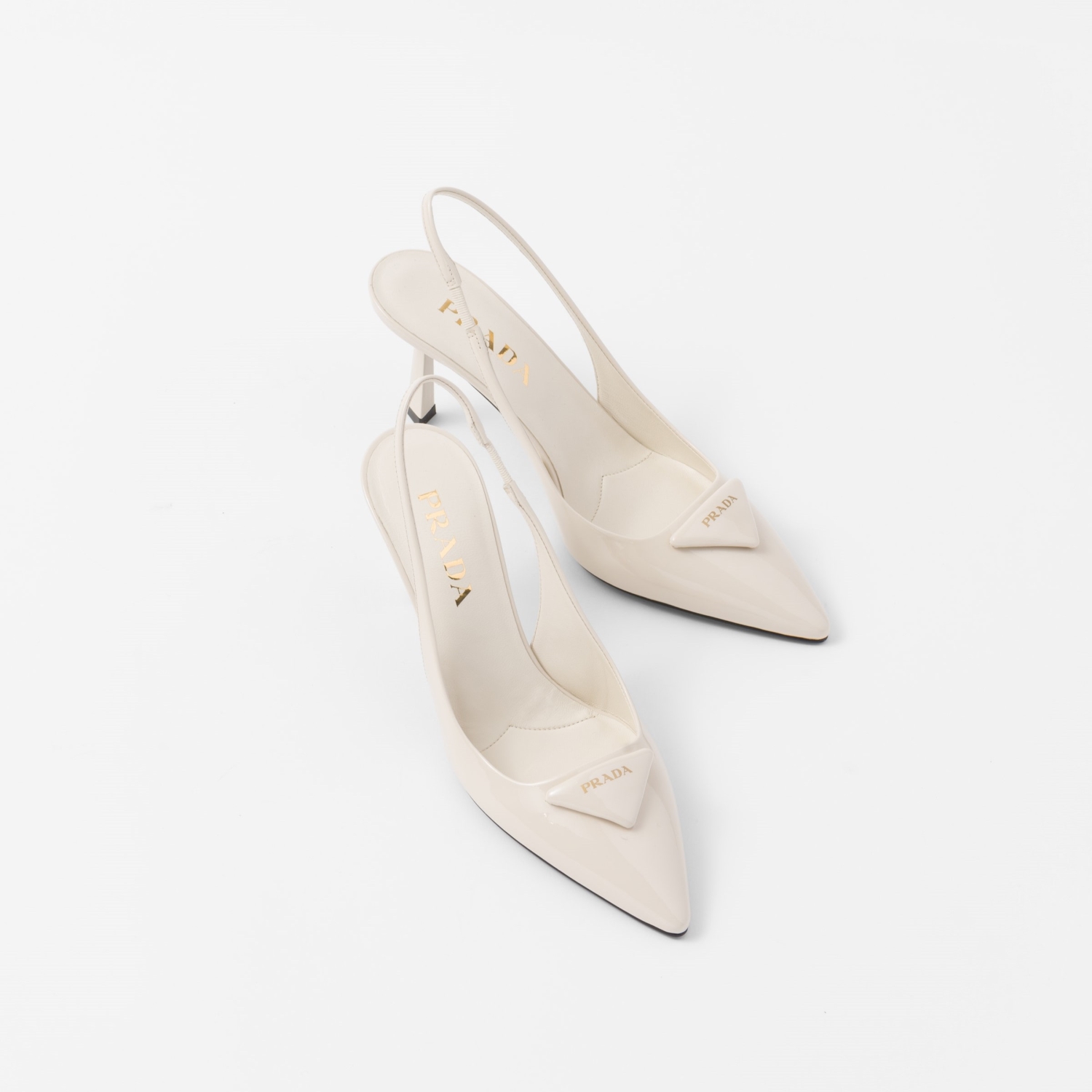 PATENT LEATHER SLINGBACK PUMPS, IVORY