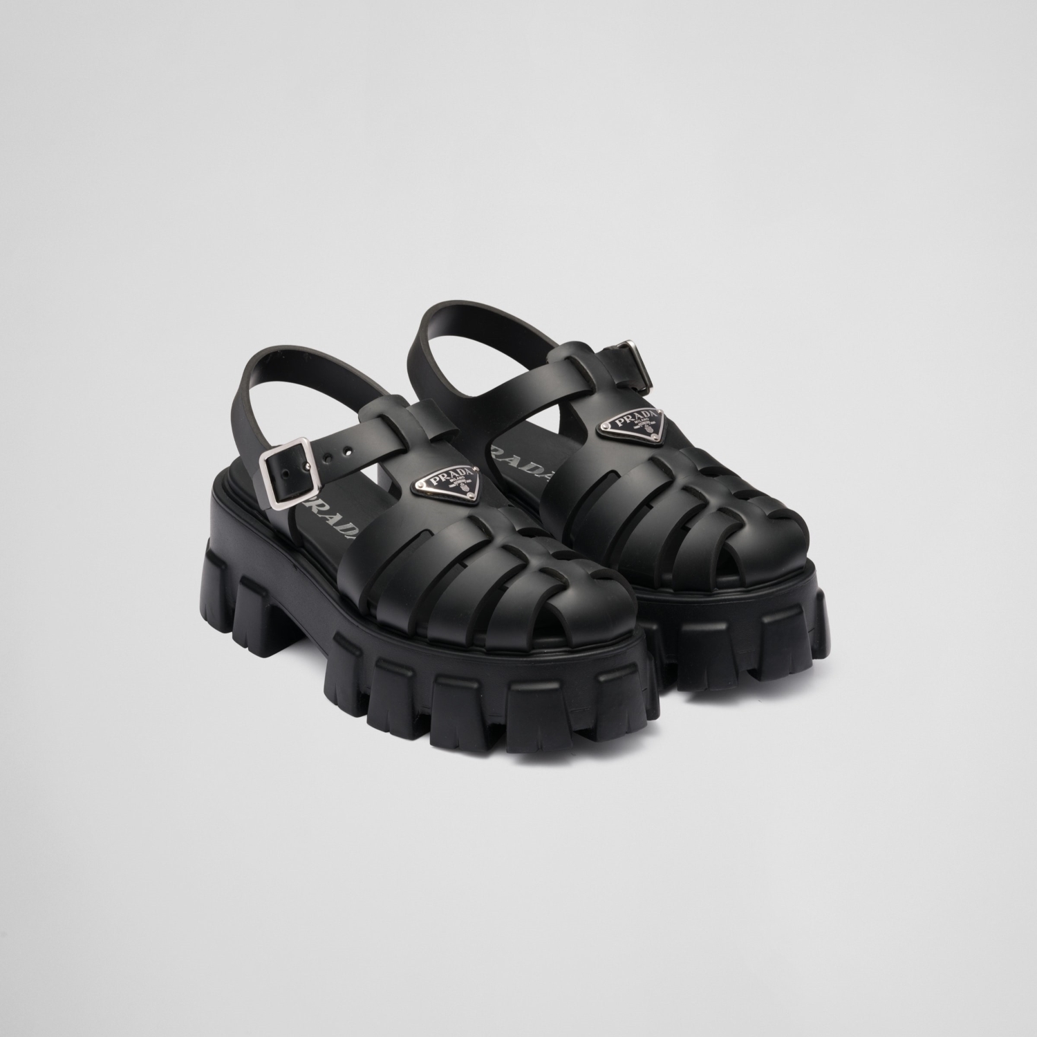 RUBBER MONOLITH SANDALS, BLACK