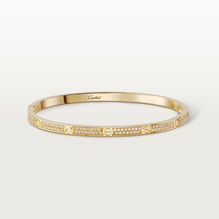 LOVE BRACELET SMALL MODEL DIAMOND PAVED, YELLOW GOLD