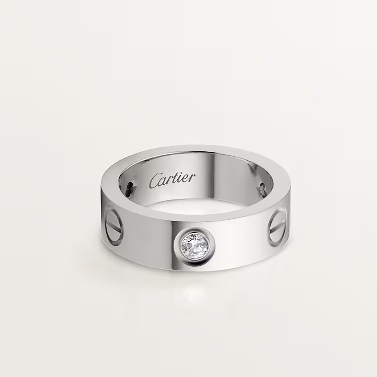 3 DIAMONDS LOVE RING, WHITE GOLD