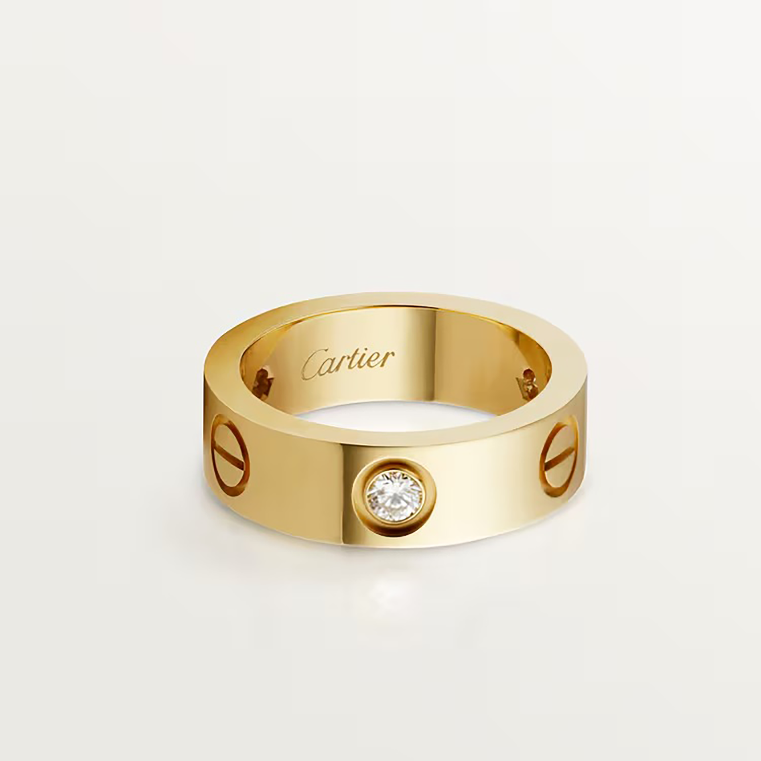 3 DIAMONDS LOVE RING, YELLOW GOLD