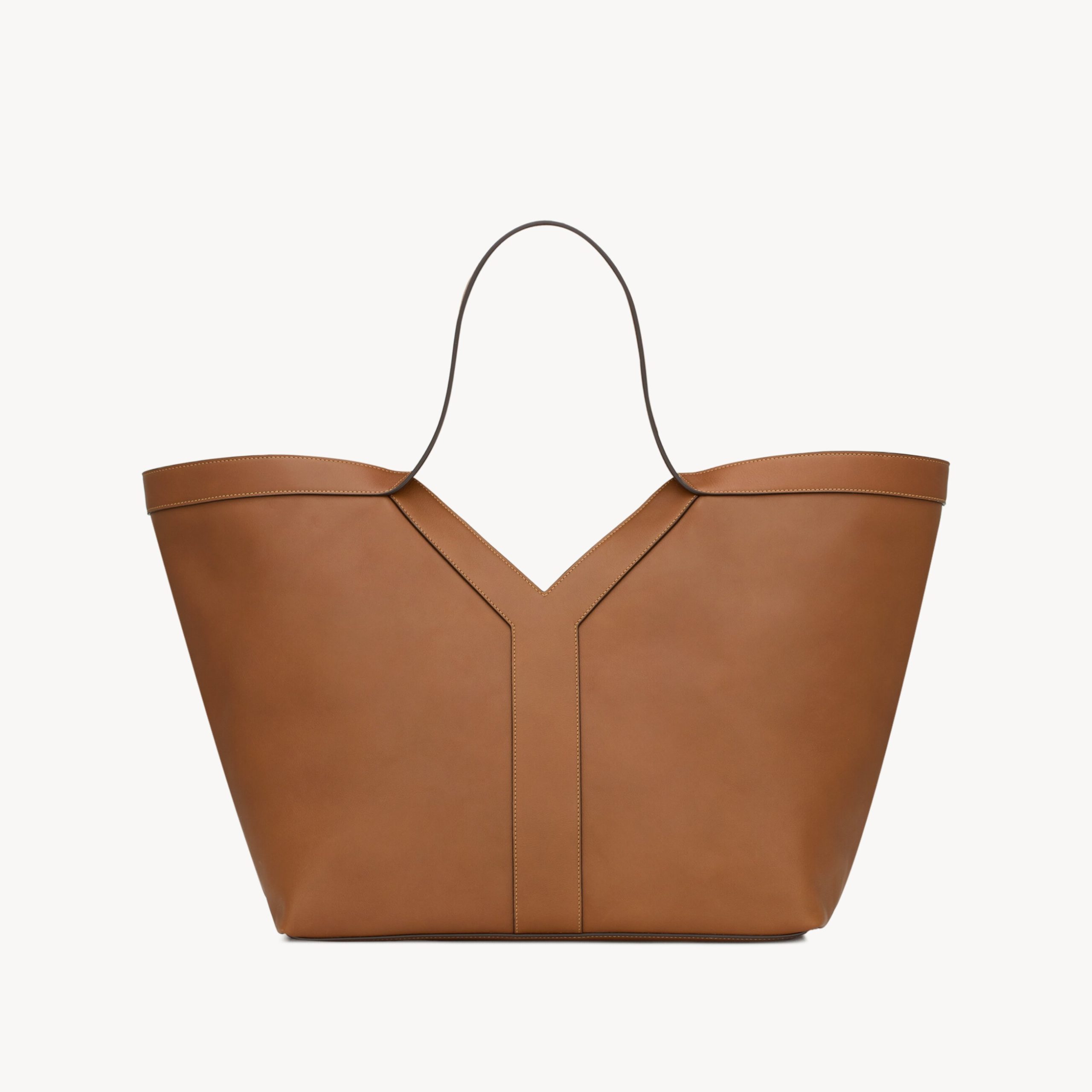 Y TOTE IN LEATHER, BROWN