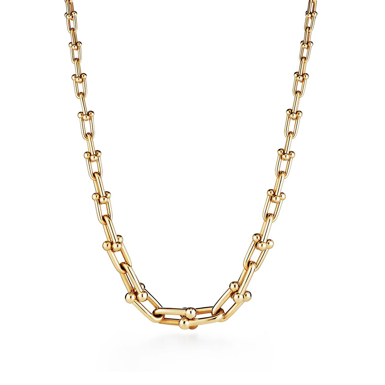 HARDWEAR GRADUATED LINK NECKLACE, YELLOW GOLD