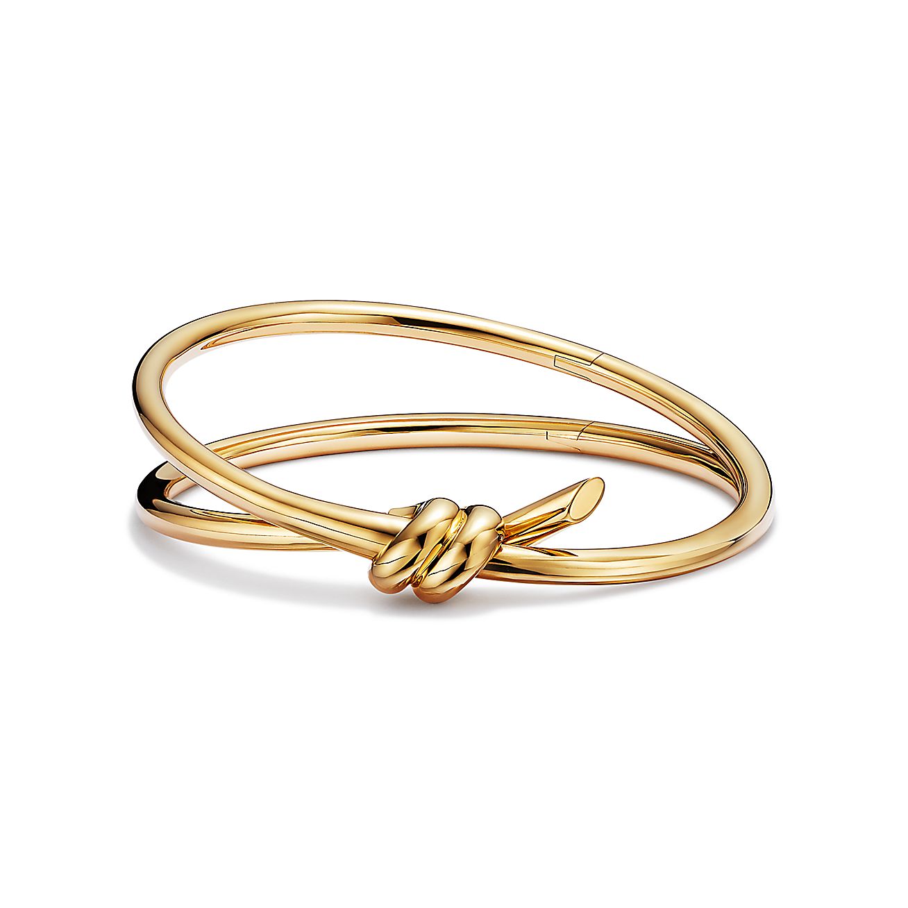 TIFFANY KNOT DOUBLE ROW HINGED BANGLE, YELLOW GOLD