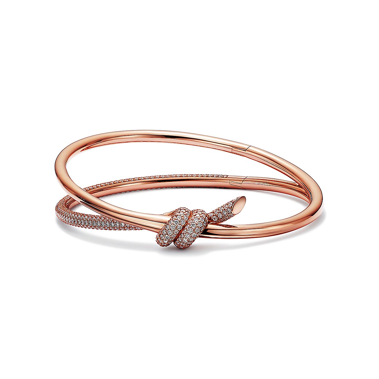 KNOT DOUBLE ROW BRACELET WITH DIAMONDS, ROSE GOLD