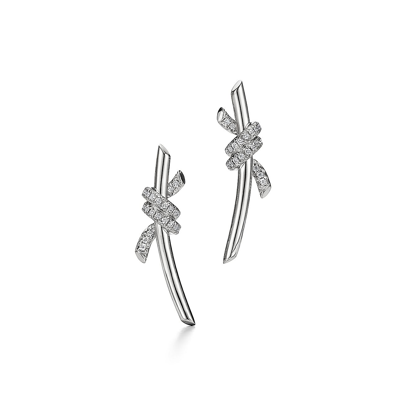 KNOT EARRINGS WITH DIAMONDS, WHITE GOLD