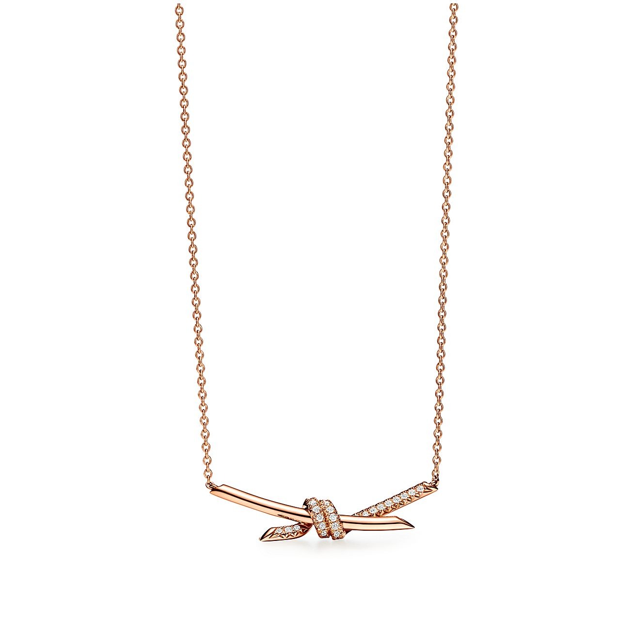 KNOT PENDANT WITH DIAMONDS, ROSE GOLD