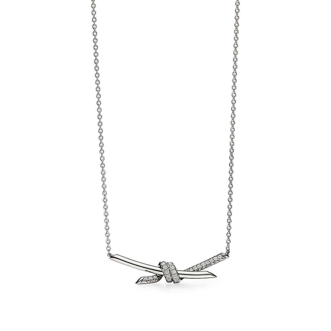 KNOT PENDANT WITH DIAMONDS, WHITE GOLD