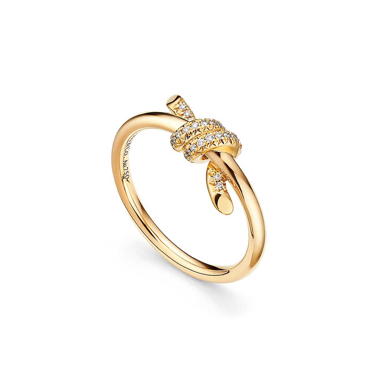 KNOT RING WITH DIAMONDS, YELLOW GOLD