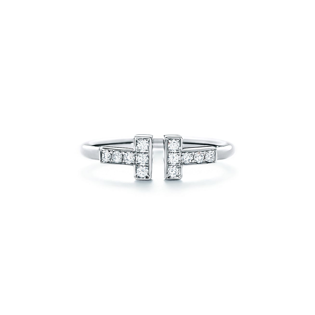 T DIAMOND WIRE RING, WHITE GOLD