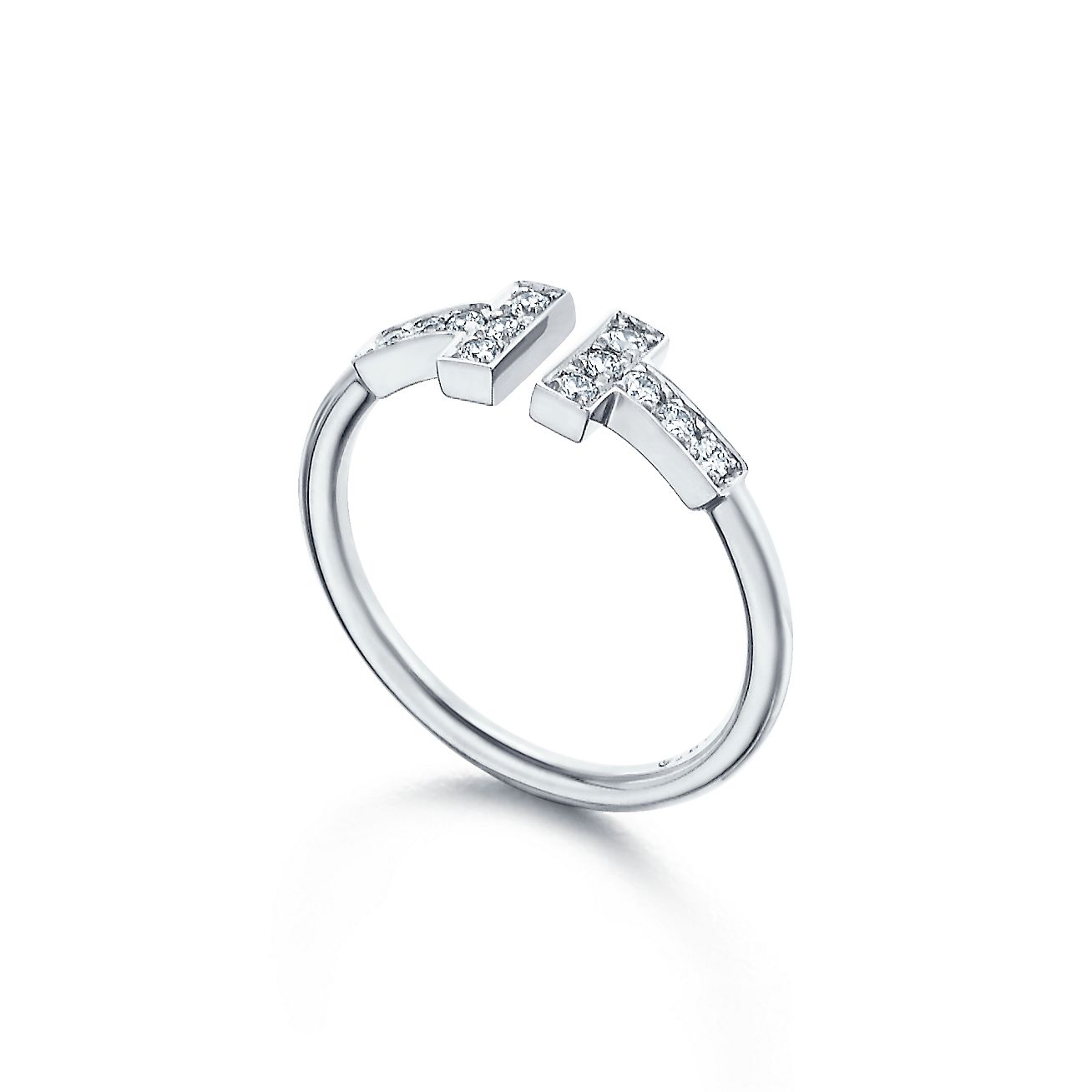 T DIAMOND WIRE RING, WHITE GOLD