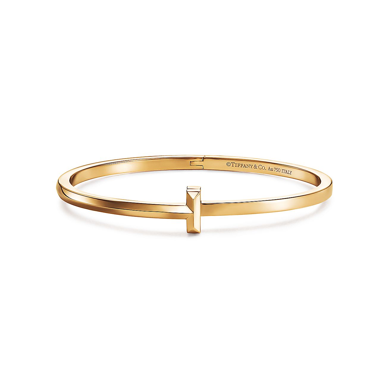 T T1 NARROW HINGED BANGLE, YELLOW GOLD