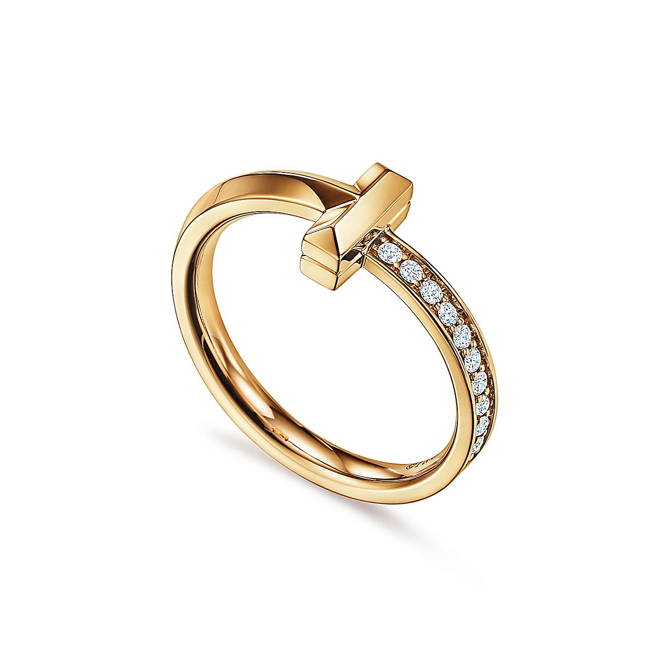 T T1 RING WITH DIAMONDS, YELLOW GOLD