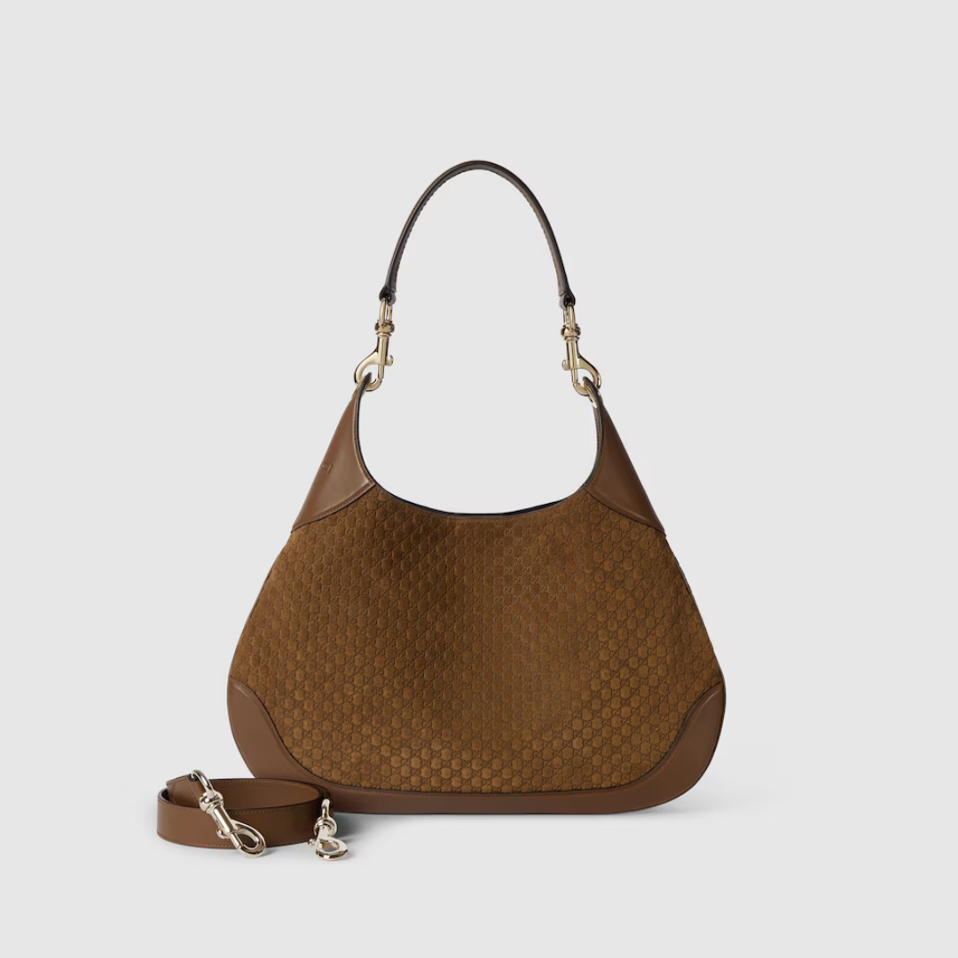 B LARGE SHOULDER BAG, BROWN LEATHER